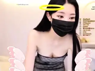 Horny amateur masked Asian teen toying on webcam show
