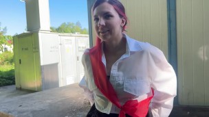 I caught my neighbor’s daughter, a graduate, drinking  and punished her with a bottle in her ass